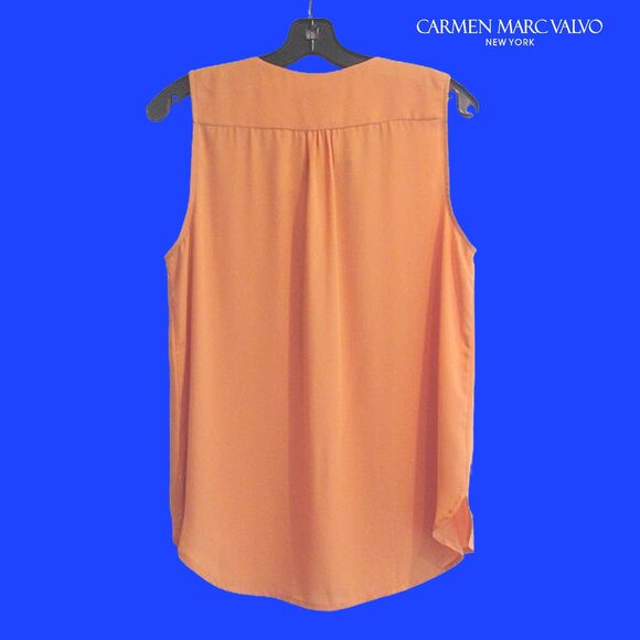 CARMEN MARC VALVO NEW SPICE FLOWER Feminine Latch Exposed Zip V-Neck Blouse M - Picture 9 of 12